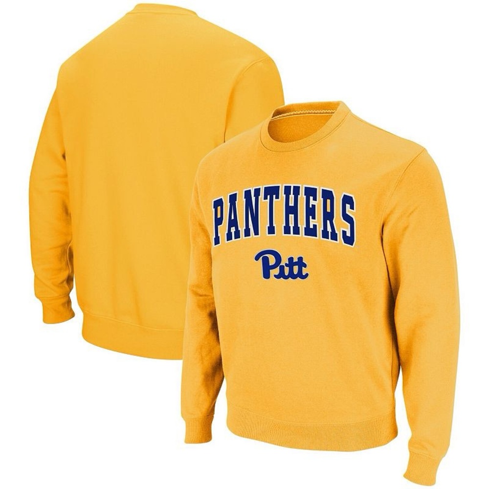 Colosseum Gold Pitt Panthers Arch & Logo Crewneck Sweatshirt (Medium)